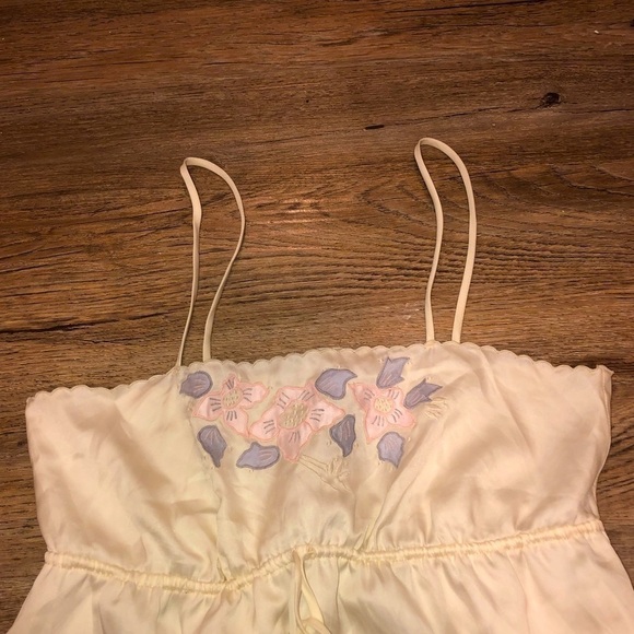 2/$30 Linda Lingeria Long Night Gown w Pink & Purple Flowers Spaghetti Strap S - Picture 3 of 7
